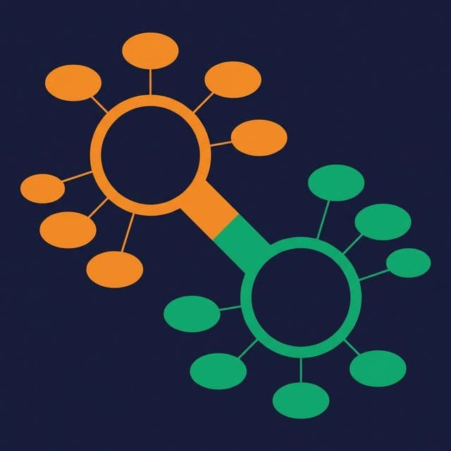 Hubs connected by Link tables representing relationships between business entities